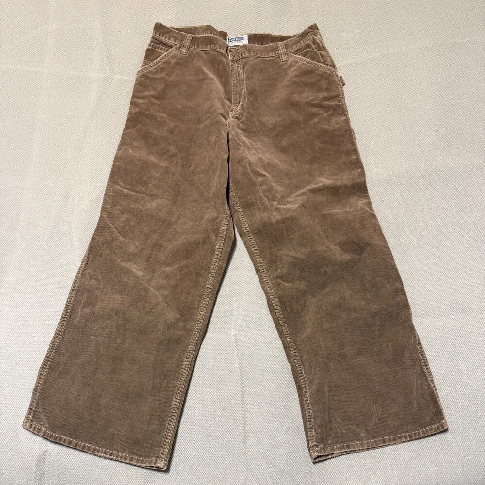 Vintage 90s Old Navy Brand Painter's Corduroy Pants Brown Wide Leg Baggy 40x32